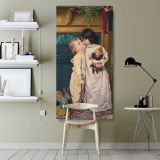 Under the Mistletoe ca 1898 by anonymous canvas wall art shown in a modern interior