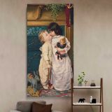 Under the Mistletoe ca 1898 by anonymous canvas wall art in a styled interior