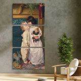 Under the Mistletoe ca 1898 by anonymous three panel canvas print in a contemporary interior