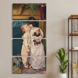 Under the Mistletoe ca 1898 by anonymous three panel canvas wall art room mockup