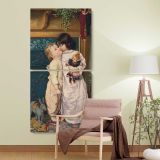Under the Mistletoe ca 1898 by anonymous two panel canvas wall art room mockup