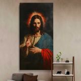 Sacred Heart of Jesus Portrait canvas wall art in a styled interior