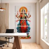 Hindu Goddess Lakshmi five panel canvas wall art office mockup
