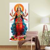Hindu Goddess Lakshmi two panel canvas wall art room mockup