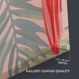 Tropical Parrots with Pink and Gold Leaves close up showing gallery canvas texture and depth