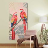 Tropical Parrots with Pink and Gold Leaves two panel canvas wall art room mockup