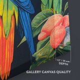 Tropical Parrots in a Jungle close up showing gallery canvas texture and depth