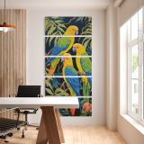 Tropical Parrots in a Jungle five panel canvas wall art office mockup