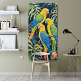 Tropical Parrots in a Jungle canvas wall art shown in a modern interior