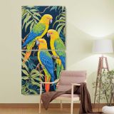 Tropical Parrots in a Jungle two panel canvas wall art room mockup