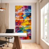 Colourful Impasto Abstract five panel canvas wall art office mockup