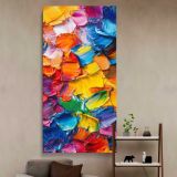 Colourful Impasto Abstract canvas wall art in a styled interior