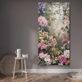 Vintage Spring Flower Garden canvas wall art displayed in a contemporary room