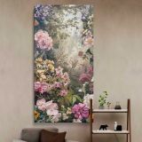 Vintage Spring Flower Garden canvas wall art in a styled interior