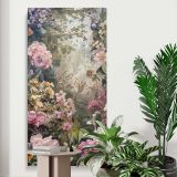 Vintage Spring Flower Garden canvas print displayed in a modern interior