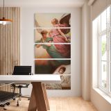 Guardian Angels Watching Over a Sleeping Child five panel canvas wall art office mockup