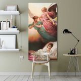 Guardian Angels Watching Over a Sleeping Child canvas wall art shown in a modern interior