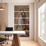 The Immaculate Conception with Cherubs five panel canvas wall art office mockup