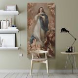 The Immaculate Conception with Cherubs canvas wall art shown in a modern interior