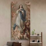 The Immaculate Conception with Cherubs canvas wall art in a styled interior
