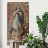 The Immaculate Conception with Cherubs canvas print displayed in a modern interior