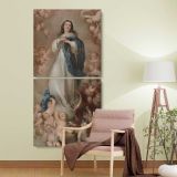 The Immaculate Conception with Cherubs two panel canvas wall art room mockup