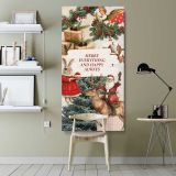 Vintage Christmas Wishes Collage canvas wall art shown in a modern interior