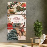Vintage Christmas Wishes Collage three panel canvas print in a contemporary interior
