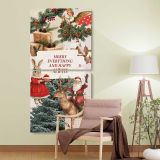 Vintage Christmas Wishes Collage two panel canvas wall art room mockup