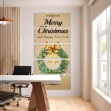 Merry Christmas Wreath five panel canvas wall art office mockup