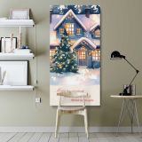 Snowy Christmas House canvas wall art shown in a modern interior