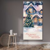 Snowy Christmas House canvas wall art displayed in a contemporary room