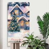Snowy Christmas House canvas print displayed in a modern interior