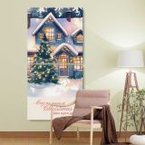 Snowy Christmas House two panel canvas wall art room mockup