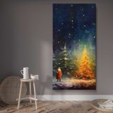 Impressionist Christmas Trees canvas wall art displayed in a contemporary room