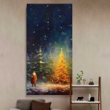 Impressionist Christmas Trees canvas wall art in a styled interior