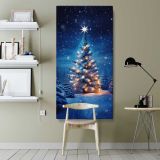 Glowing Christmas Tree in Snow canvas wall art shown in a modern interior