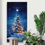 Glowing Christmas Tree in Snow canvas print displayed in a modern interior