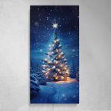 Glowing Christmas Tree in Snow Canvas Wall Art Print