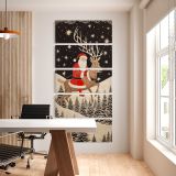 Santa Riding a Reindeer Under the Stars five panel canvas wall art office mockup