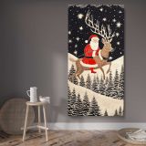 Santa Riding a Reindeer Under the Stars canvas wall art displayed in a contemporary room
