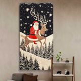 Santa Riding a Reindeer Under the Stars canvas wall art in a styled interior