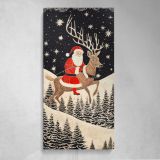 Santa Riding a Reindeer Under the Stars Canvas Wall Art Print