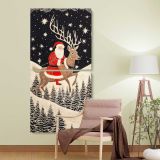 Santa Riding a Reindeer Under the Stars two panel canvas wall art room mockup