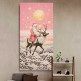 Pink Winter Reindeer canvas wall art in a styled interior