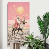 Pink Winter Reindeer canvas print displayed in a modern interior