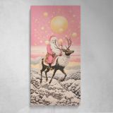 Pink Winter Reindeer Canvas Wall Art Print