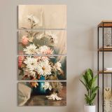 Chrysanthemums No 5 three panel canvas wall art room mockup
