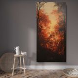 Autumn Forest Light canvas wall art displayed in a contemporary room