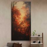 Autumn Forest Light canvas wall art in a styled interior